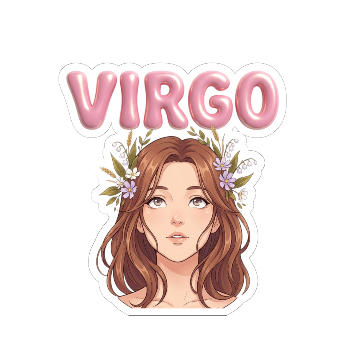 Virgo Zodiac Kiss-Cut Sticker — Floral Girl Astrological Decal