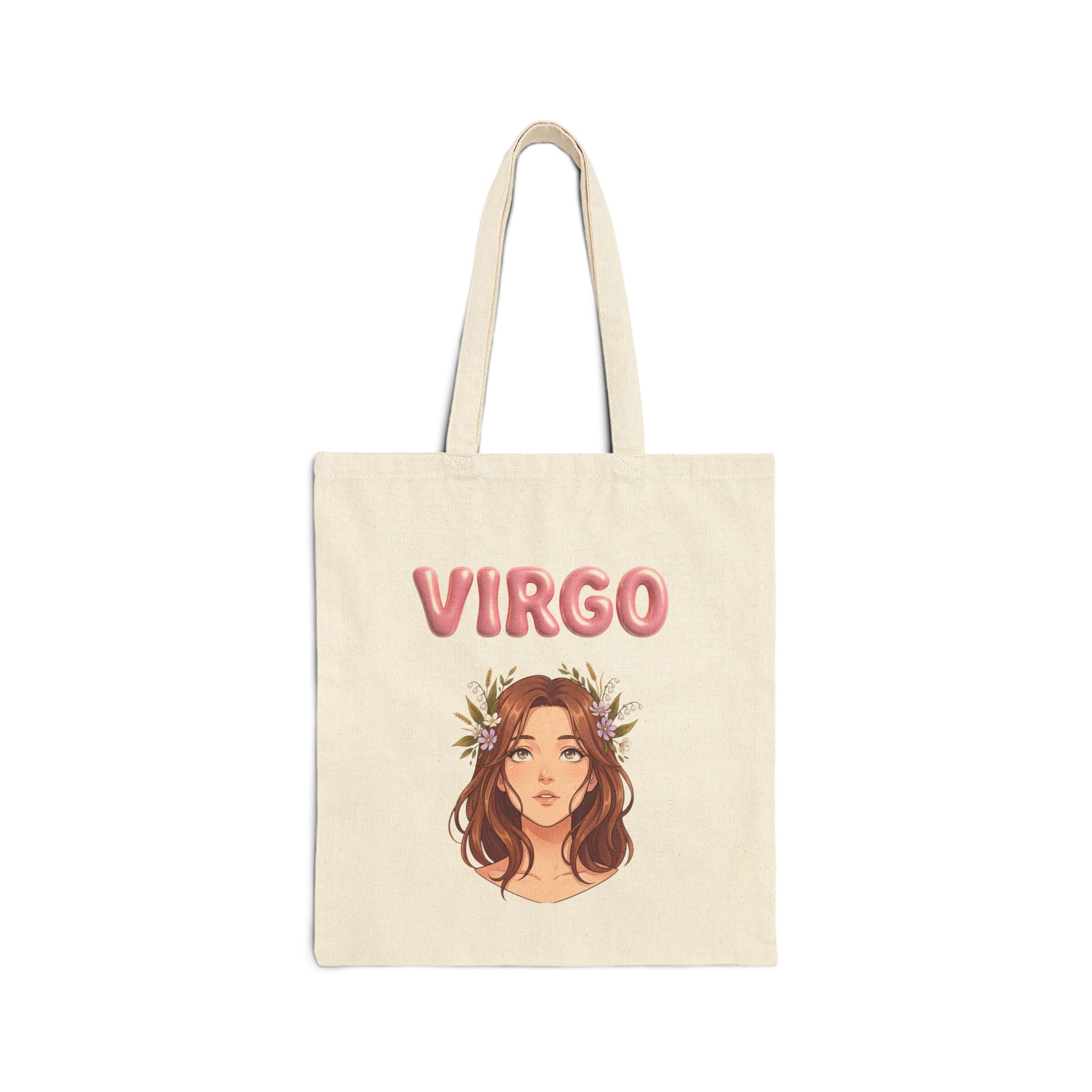 Virgo Zodiac Canvas Tote Bag — Astrology Girl Cotton Grocery & Beach Tote