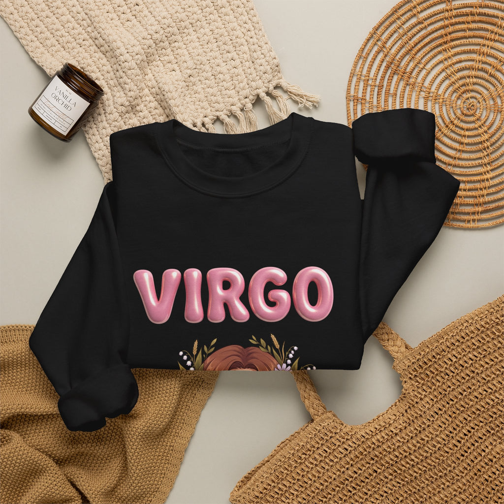 Virgo Zodiac Crewneck Sweatshirt — Floral Virgo Astrology Pullover