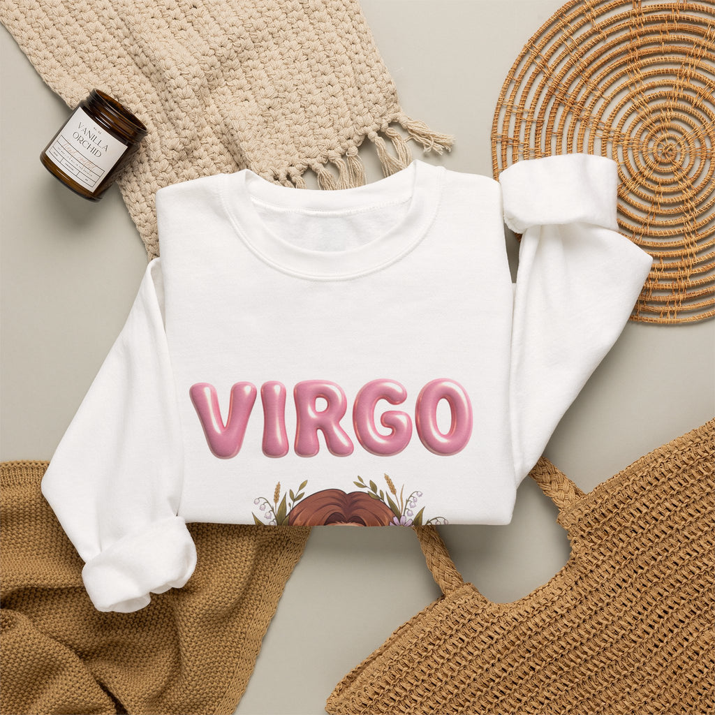 Virgo Zodiac Crewneck Sweatshirt — Floral Virgo Astrology Pullover