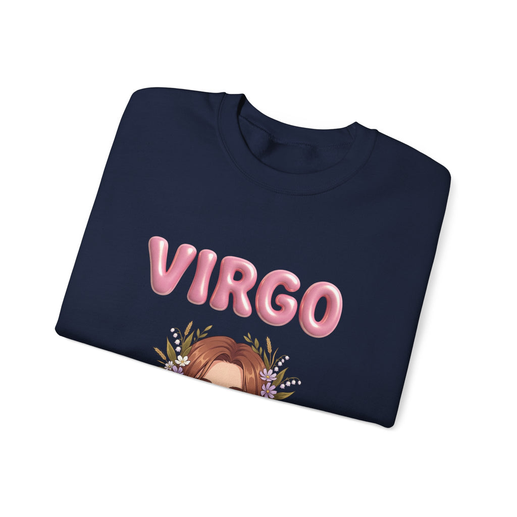 Virgo Zodiac Crewneck Sweatshirt — Floral Virgo Astrology Pullover