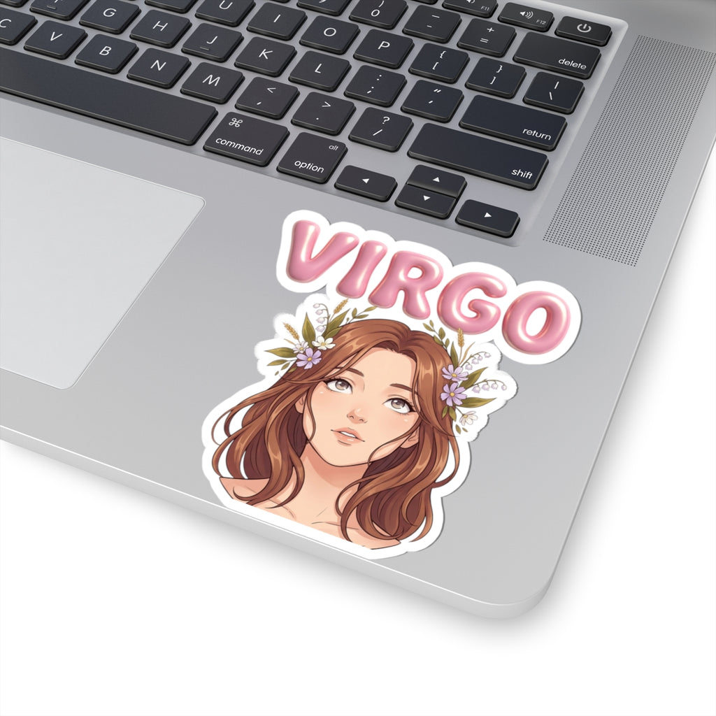 Virgo Zodiac Kiss-Cut Sticker — Floral Girl Astrological Decal