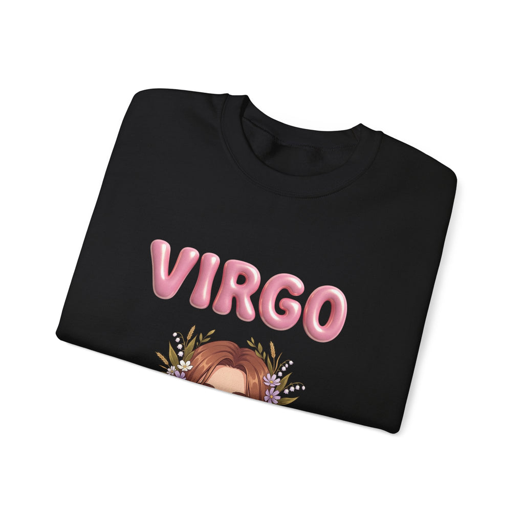 Virgo Zodiac Crewneck Sweatshirt — Floral Virgo Astrology Pullover