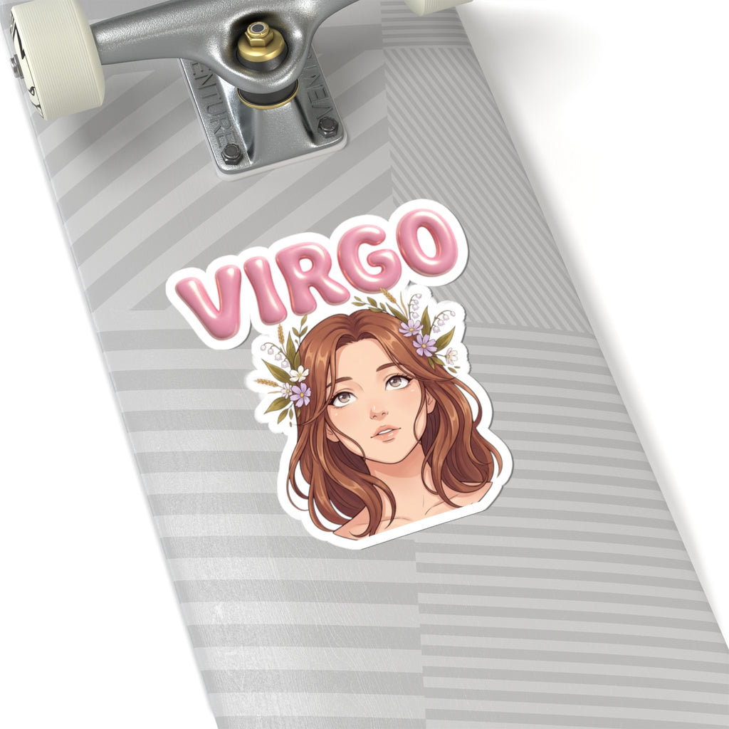 Virgo Zodiac Kiss-Cut Sticker — Floral Girl Astrological Decal