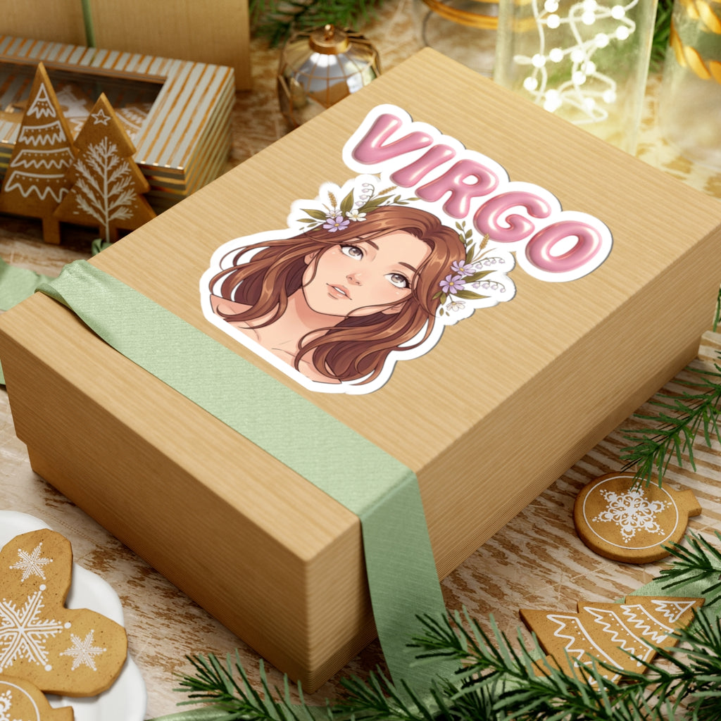 Virgo Zodiac Kiss-Cut Sticker — Floral Girl Astrological Decal