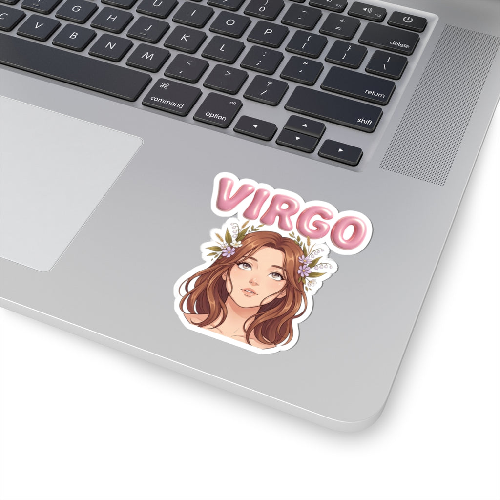 Virgo Zodiac Kiss-Cut Sticker — Floral Girl Astrological Decal
