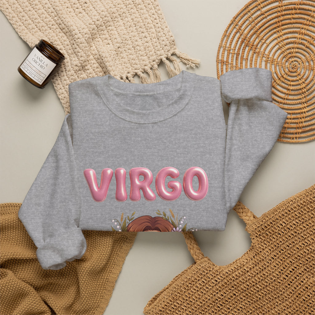 Virgo Zodiac Crewneck Sweatshirt — Floral Virgo Astrology Pullover