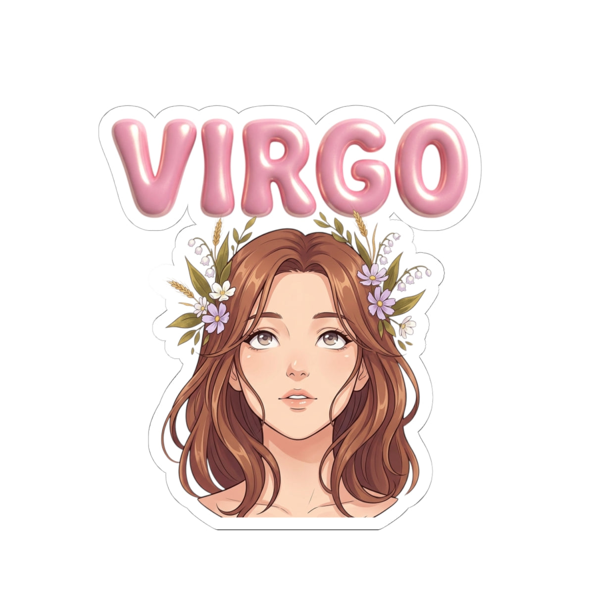 Virgo Zodiac Kiss-Cut Sticker — Floral Girl Astrological Decal