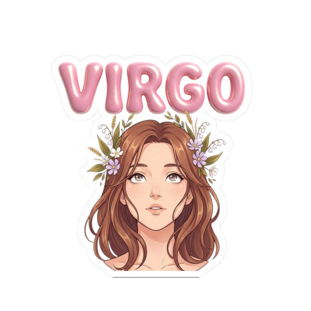 Virgo Zodiac Kiss-Cut Sticker — Floral Girl Astrological Decal