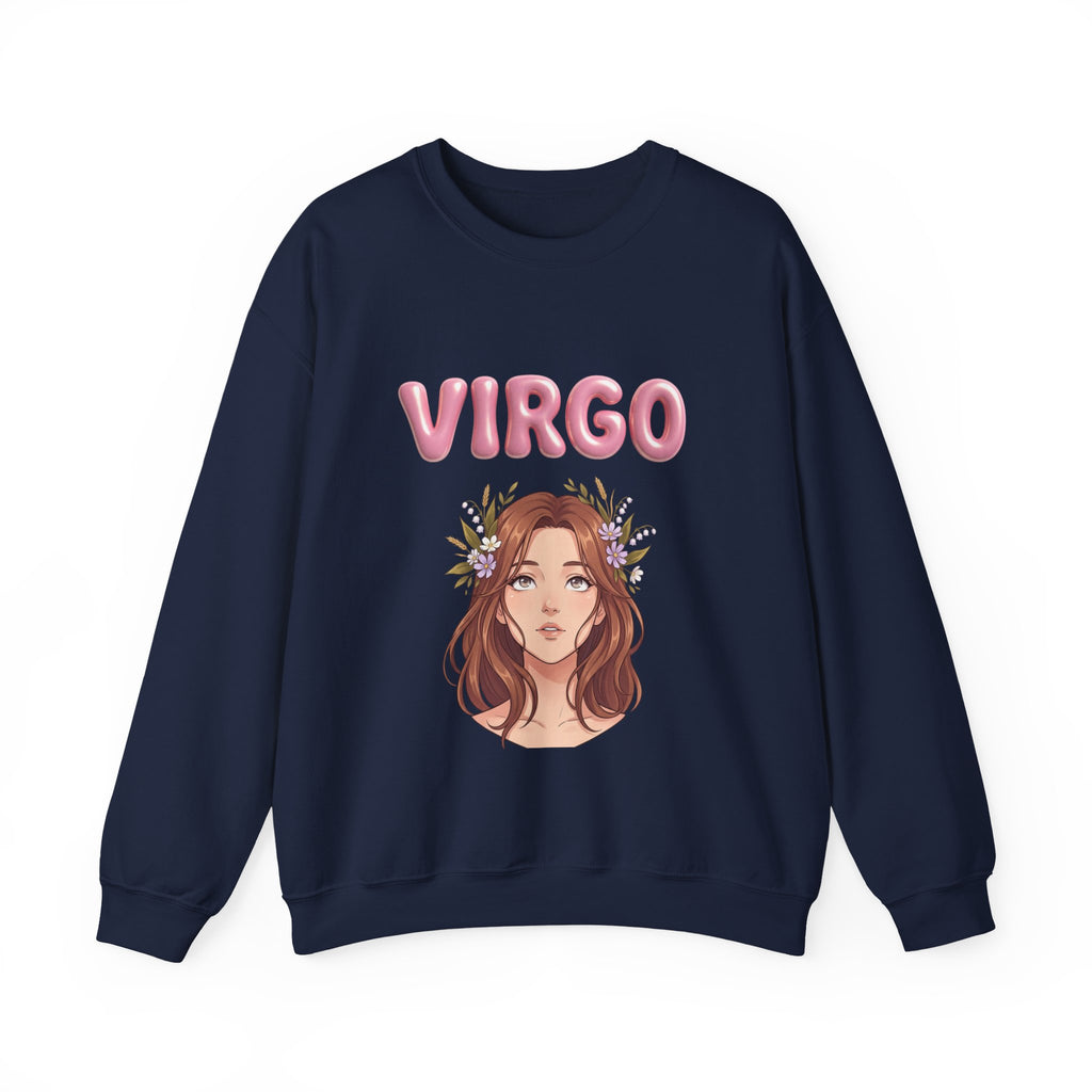 Virgo Zodiac Crewneck Sweatshirt — Floral Virgo Astrology Pullover