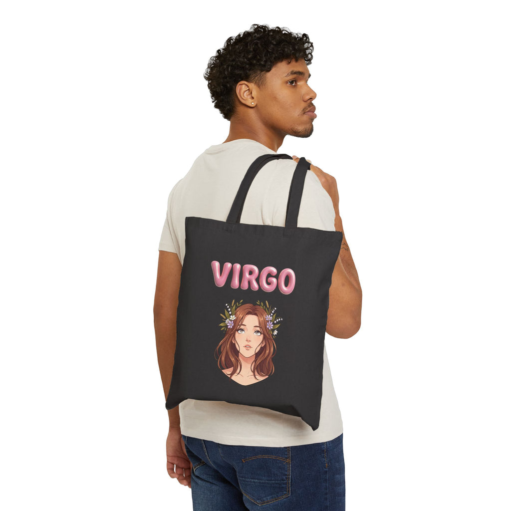 Virgo Zodiac Canvas Tote Bag — Astrology Girl Cotton Grocery & Beach Tote