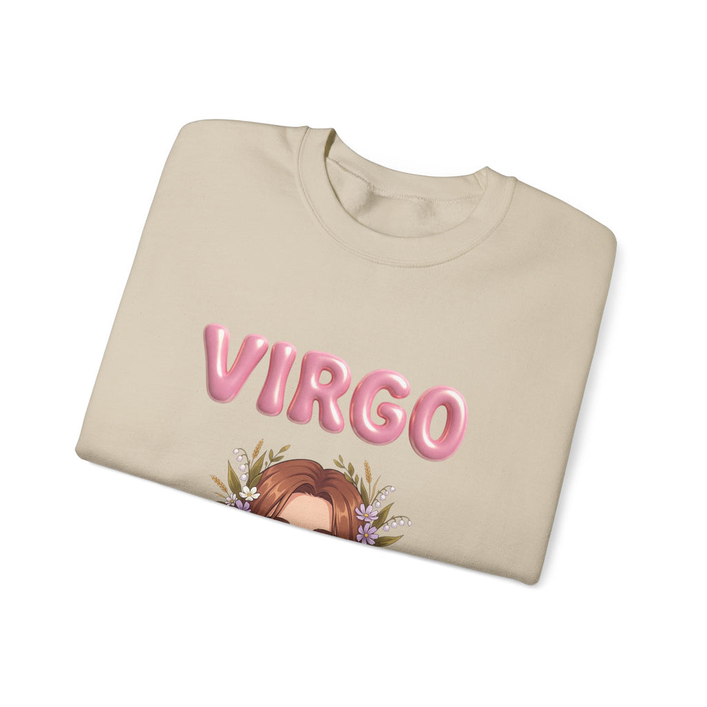 Virgo Zodiac Crewneck Sweatshirt — Floral Virgo Astrology Pullover