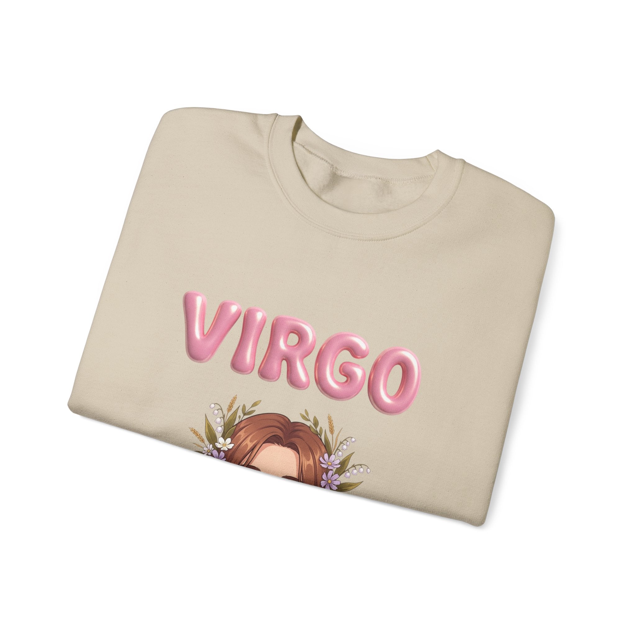 Virgo Zodiac Crewneck Sweatshirt — Floral Virgo Astrology Pullover