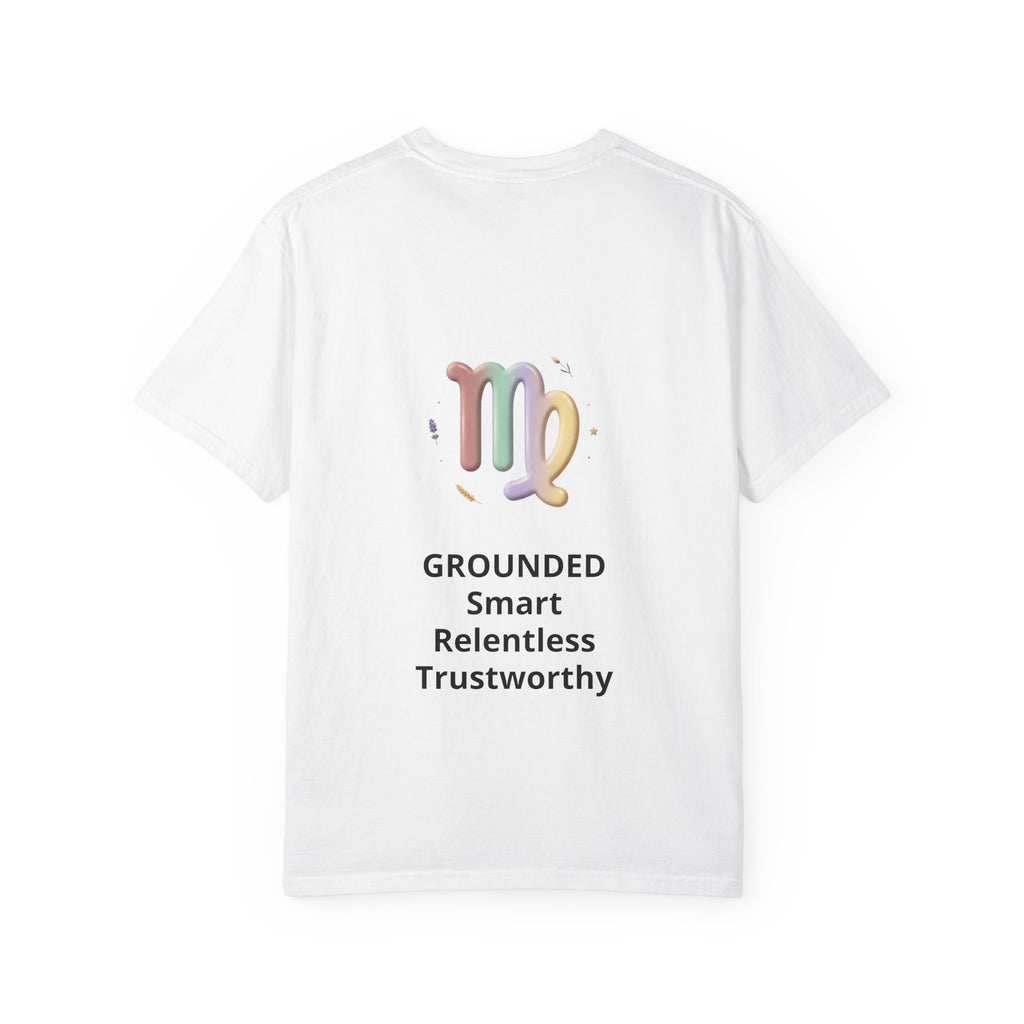 Virgo Zodiac T-Shirt — Virgo Girl Graphic Tee with Traits (Grounded, Smart, Trustworthy)